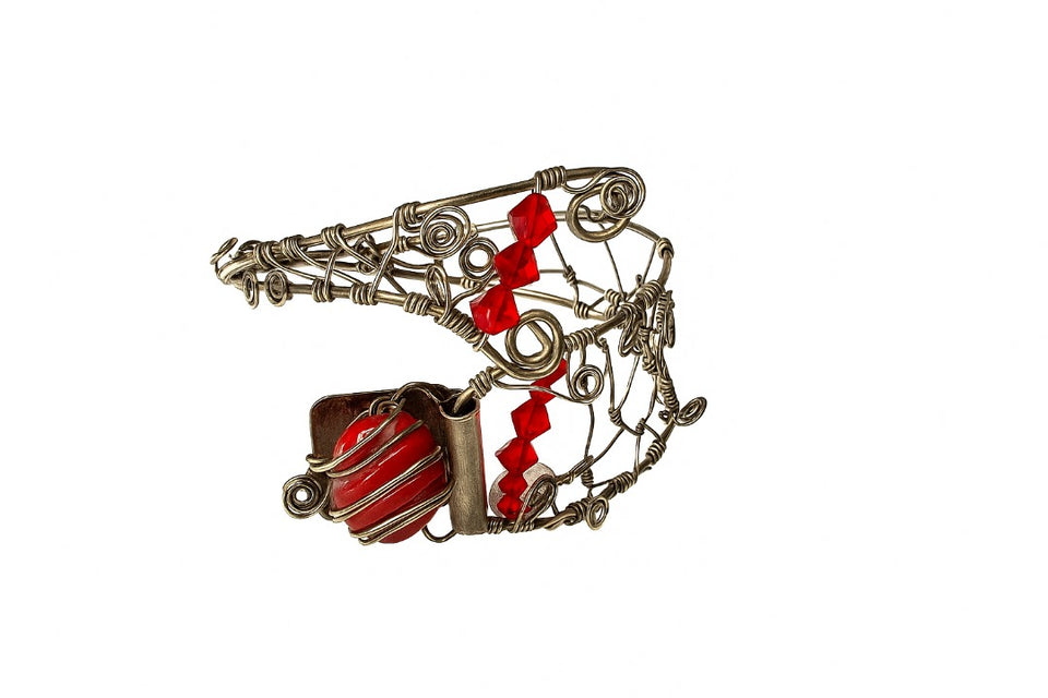 Red coral swarovski sterling silver