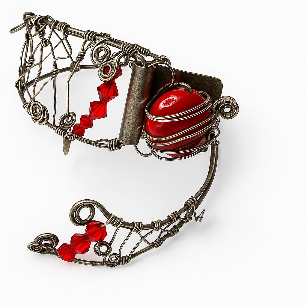 Red coral swarovski sterling silver