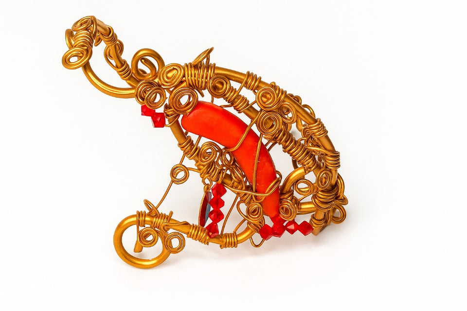 Red coral swarovski & copper