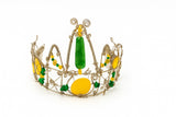 Crown, neck choker & bracelet - Sterling Silver - Yellow dyed Jade, Green African Jade, Green Aventurine & Swarovski