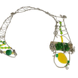 Crown, neck choker & bracelet - Sterling Silver - Yellow dyed Jade, Green African Jade, Green Aventurine & Swarovski