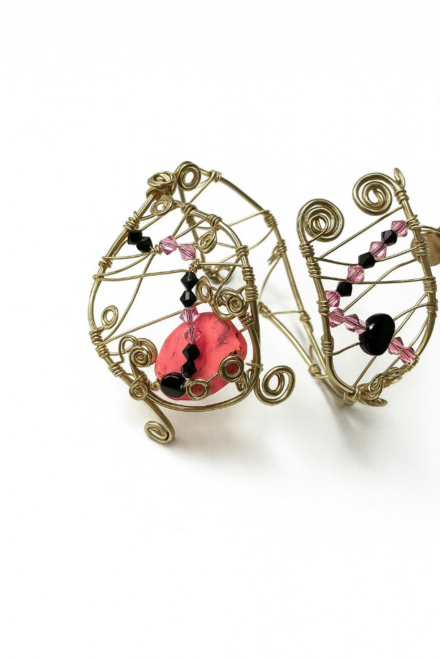 Pink dyed How Olite w/ Swarovski-sterling silver