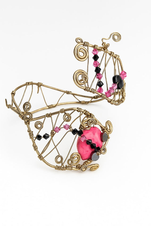 Pink dyed How Olite w/ Swarovski-sterling silver