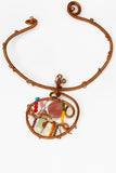 Copper w/ green & pink dyed jade Swarovski choker - Copper w/ Yellow dyed jade  Swarovski