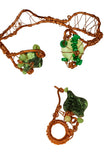 Malachite Jade & copper wrap bracelet  w/ring First SET
