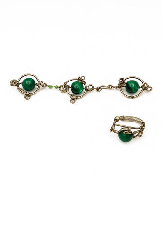 Stirling silver with malachite & Swarovski set