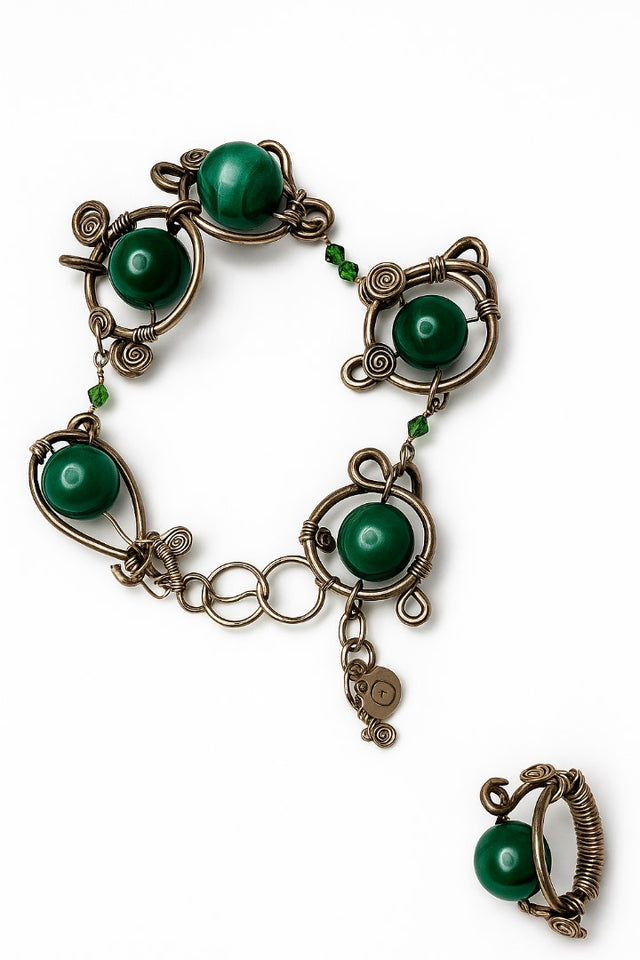Stirling silver with malachite & Swarovski set