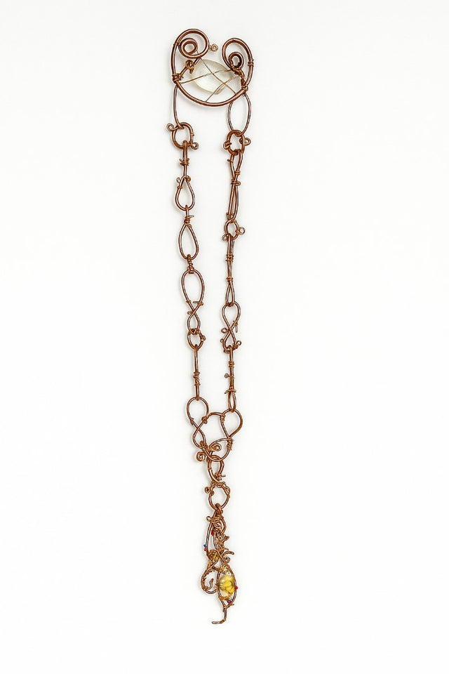 Yellow dyed jade copper belt w/ Swarovski