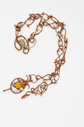 Yellow dyed jade copper belt w/ Swarovski