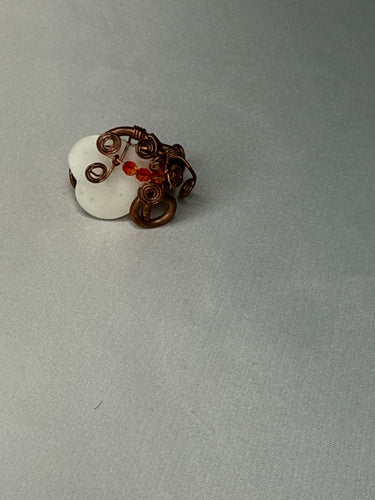 Copper Ring - Mother of Pearl & Swarovski