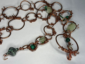 Green jade & malachite w/ Swarovski copper belt