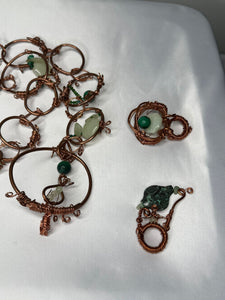 Green jade & malachite w/ Swarovski copper belt