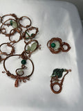 Green jade & malachite w/ Swarovski copper belt