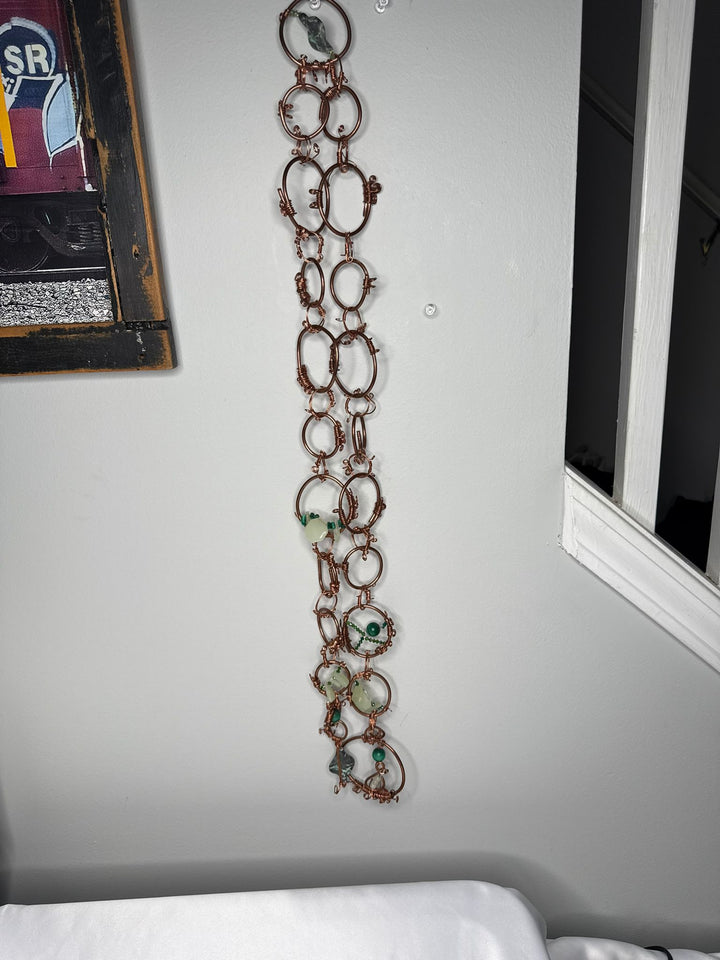 Green jade & malachite w/ Swarovski copper belt