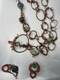 Green jade & malachite w/ Swarovski copper belt