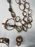 Green jade & malachite w/ Swarovski copper belt