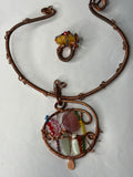Copper w/ green & pink dyed jade Swarovski choker - Copper w/ Yellow dyed jade  Swarovski