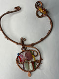 Copper w/ green & pink dyed jade Swarovski choker - Copper w/ Yellow dyed jade  Swarovski