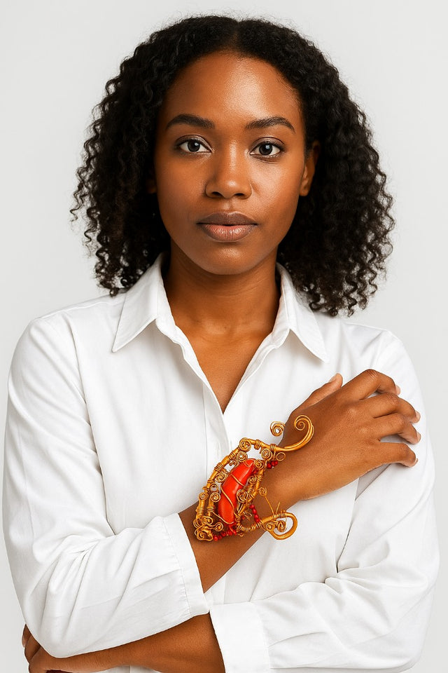 Red coral swarovski & copper