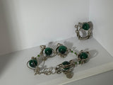 yellows Malachite w/sterling silver & Swarovski