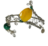 yellows Malachite w/sterling silver & Swarovski