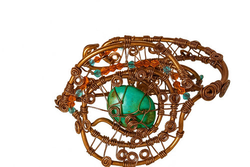 Turquoise W/swarovski crystals copper