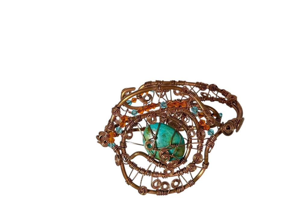Turquoise W/swarovski crystals copper
