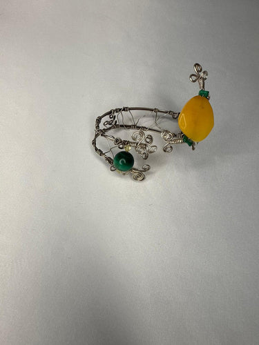 Crown, neck choker & bracelet - Sterling Silver - Yellow dyed Jade, Green African Jade, Green Aventurine & Swarovski