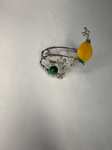 Crown, neck choker & bracelet - Sterling Silver - Yellow dyed Jade, Green African Jade, Green Aventurine & Swarovski