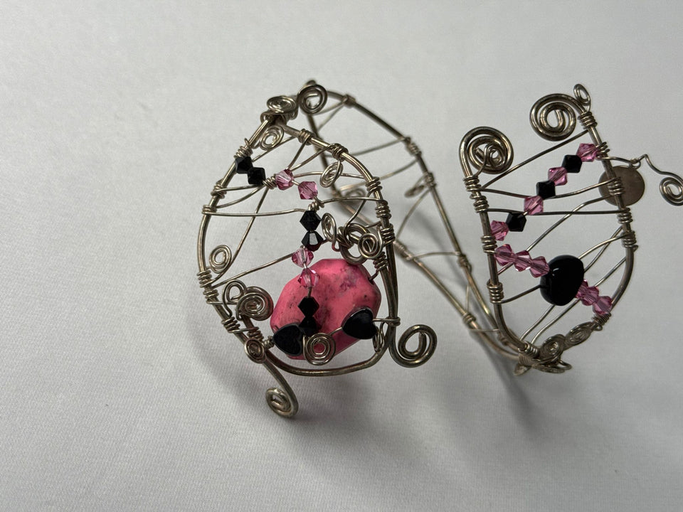 Pink dyed How Olite w/ Swarovski-sterling silver