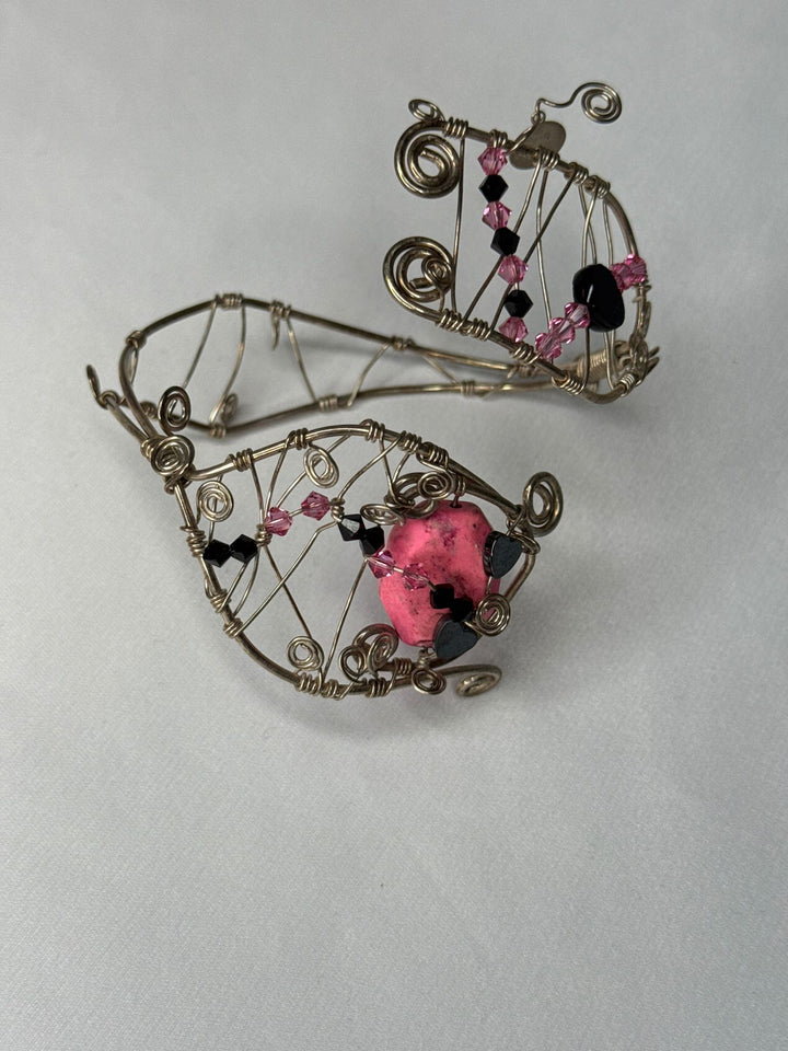 Pink dyed How Olite w/ Swarovski-sterling silver