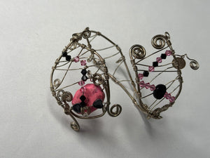 Pink dyed How Olite w/ Swarovski-sterling silver