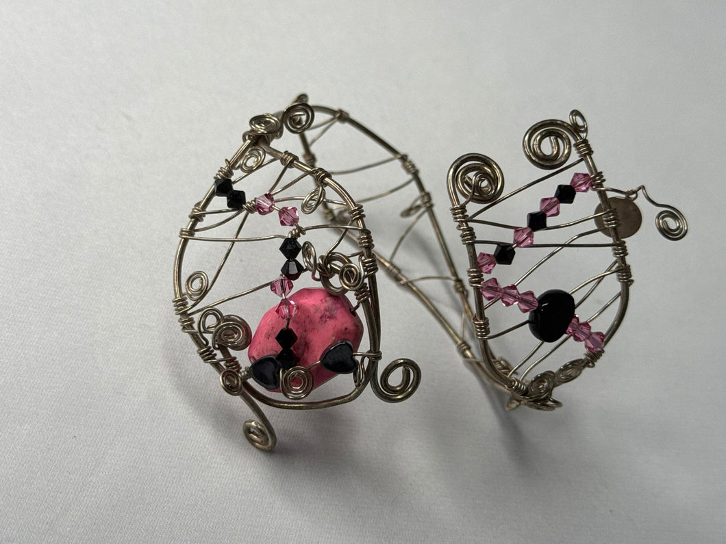 Pink dyed How Olite w/ Swarovski-sterling silver