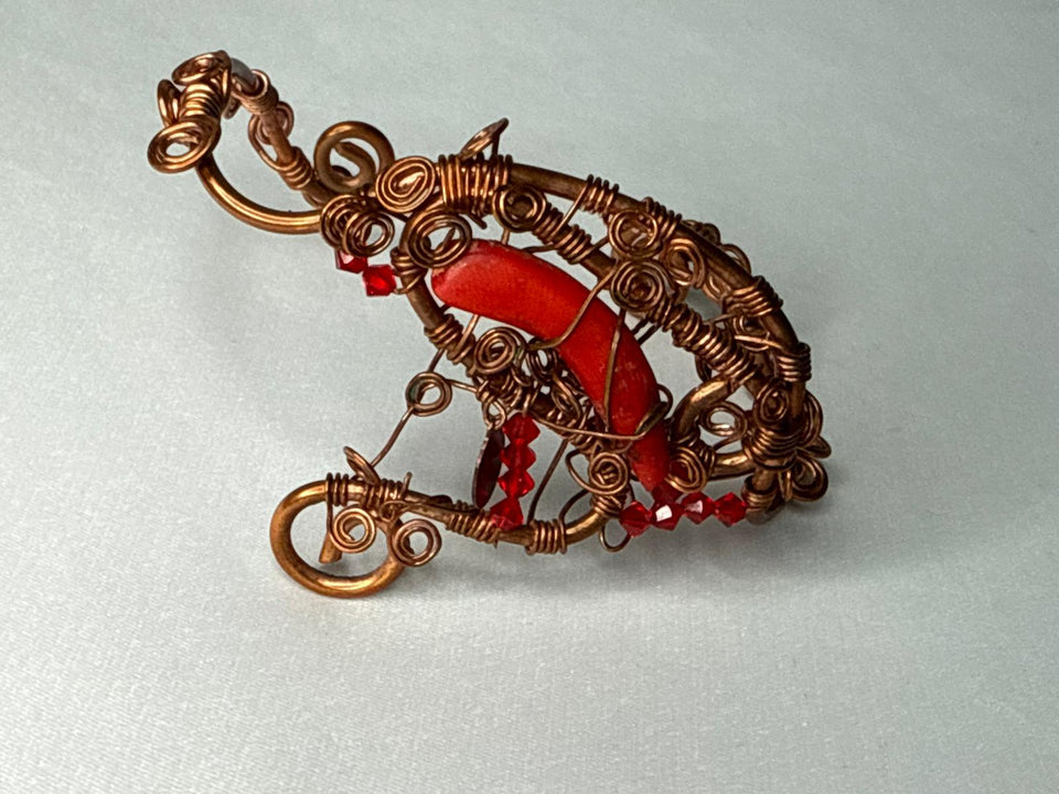 Red coral swarovski & copper