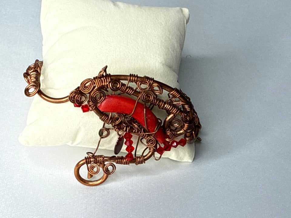 Red coral swarovski & copper