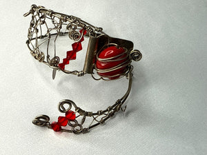 Red coral swarovski sterling silver