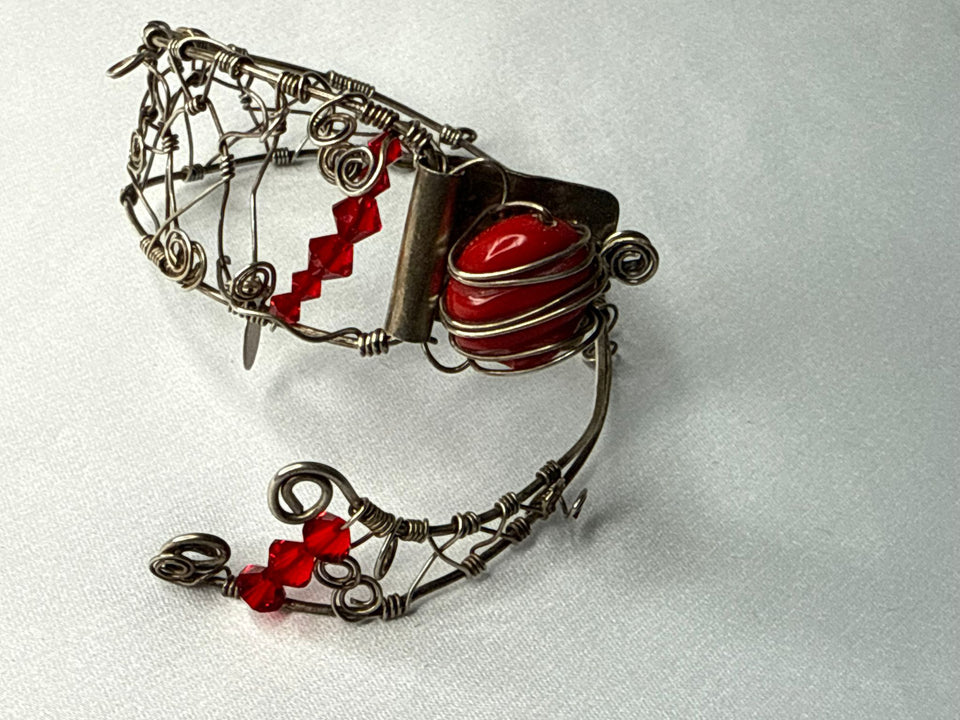 Red coral swarovski sterling silver