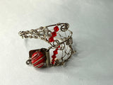 Red coral swarovski sterling silver