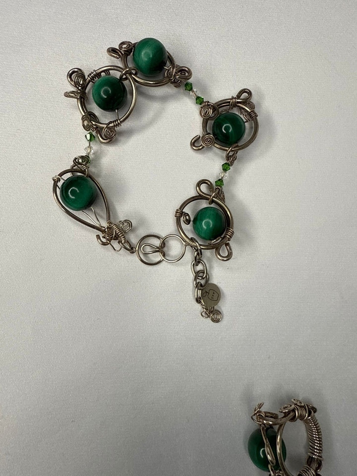 Stirling silver with malachite & Swarovski set