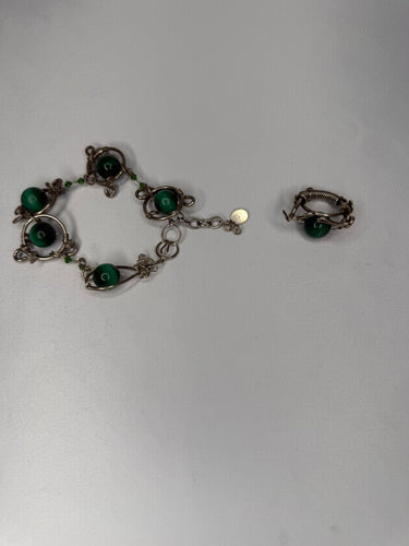 Stirling silver with malachite & Swarovski set