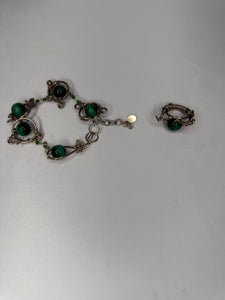 Stirling silver with malachite & Swarovski set