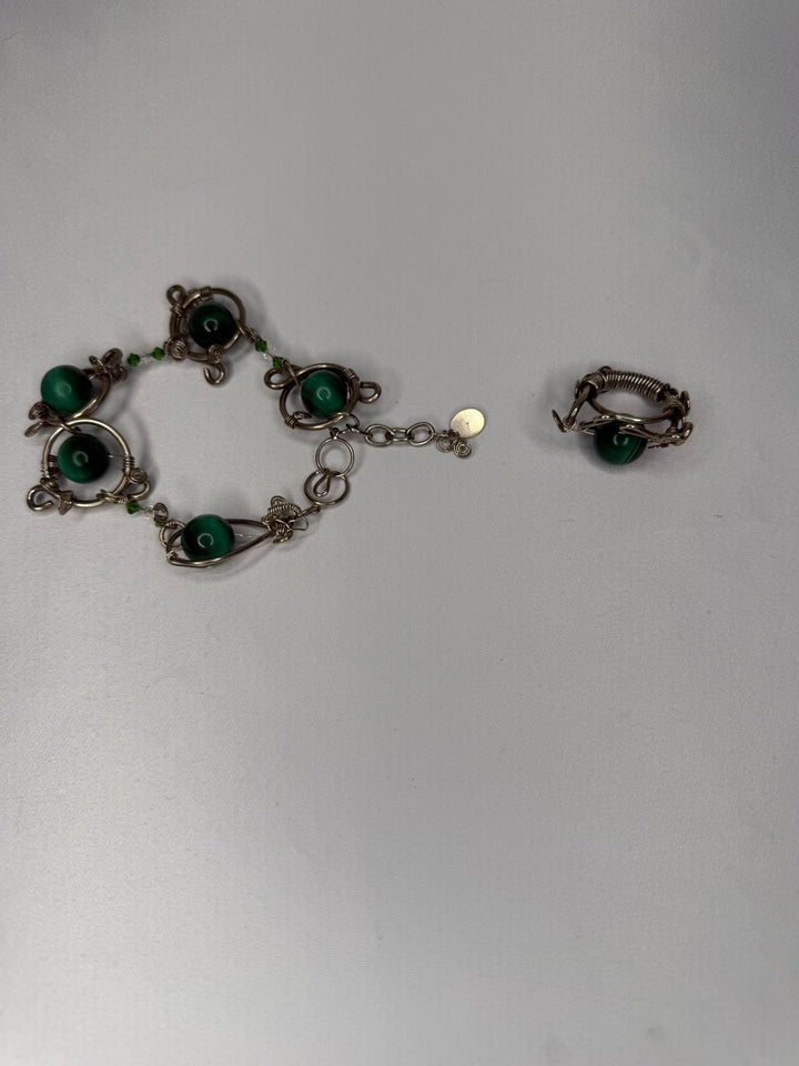 Stirling silver with malachite & Swarovski set