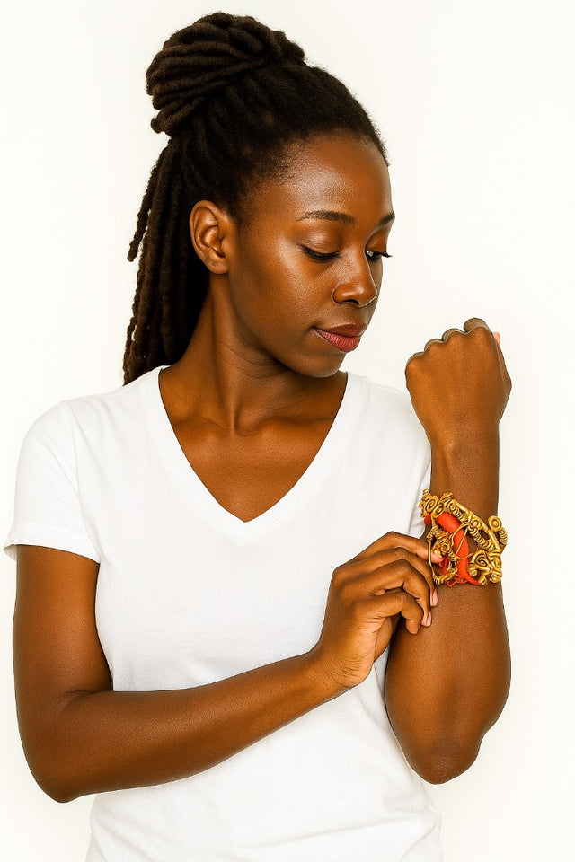 Red coral swarovski & copper