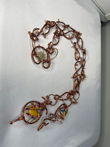 Yellow dyed jade copper belt w/ Swarovski