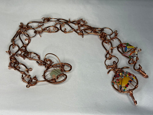 Yellow dyed jade copper belt w/ Swarovski