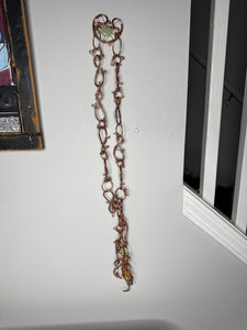 Yellow dyed jade copper belt w/ Swarovski