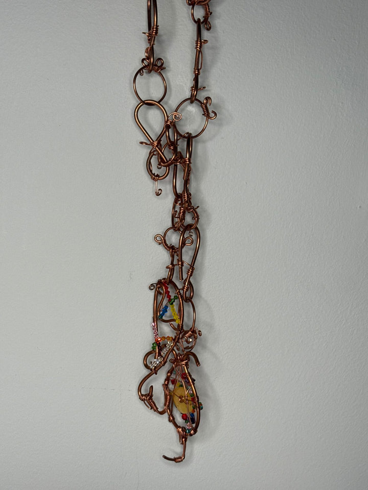 Yellow dyed jade copper belt w/ Swarovski